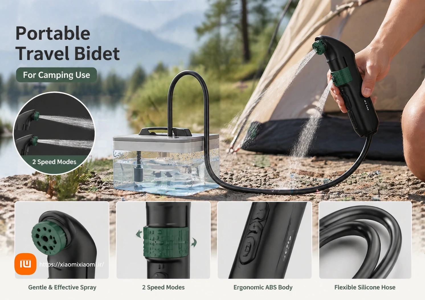دوش مسافرتی قابل حمل گرین لاین مدل GREEN LION PORTABLE TRAVEL BIDET GPB-08 GNPRTVLBDT